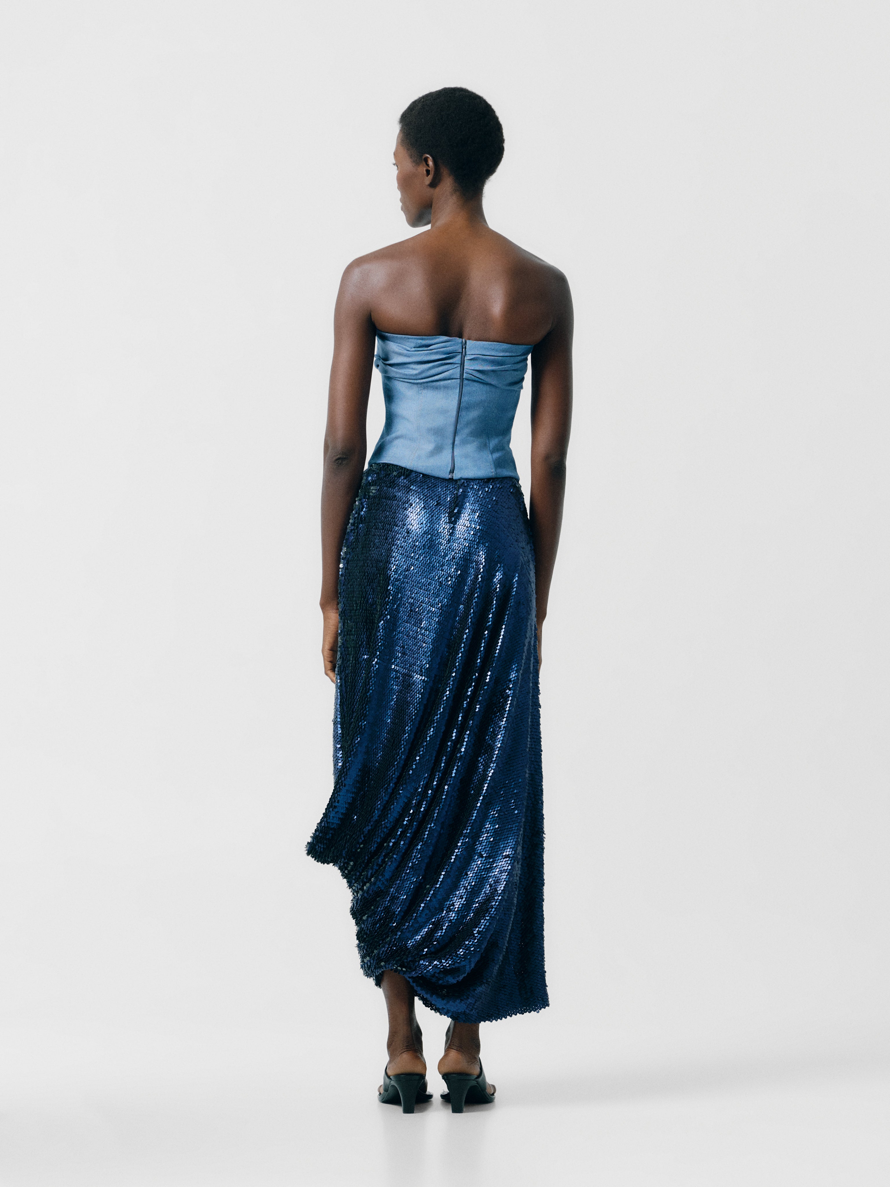 Paillet Draped Skirt