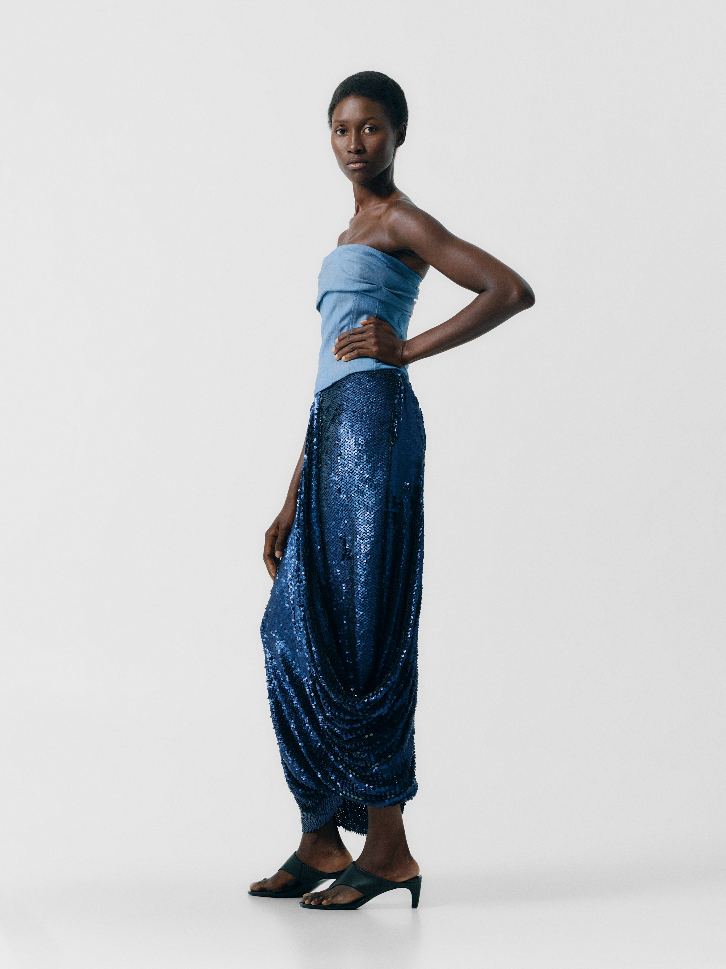 Paillet Draped Skirt