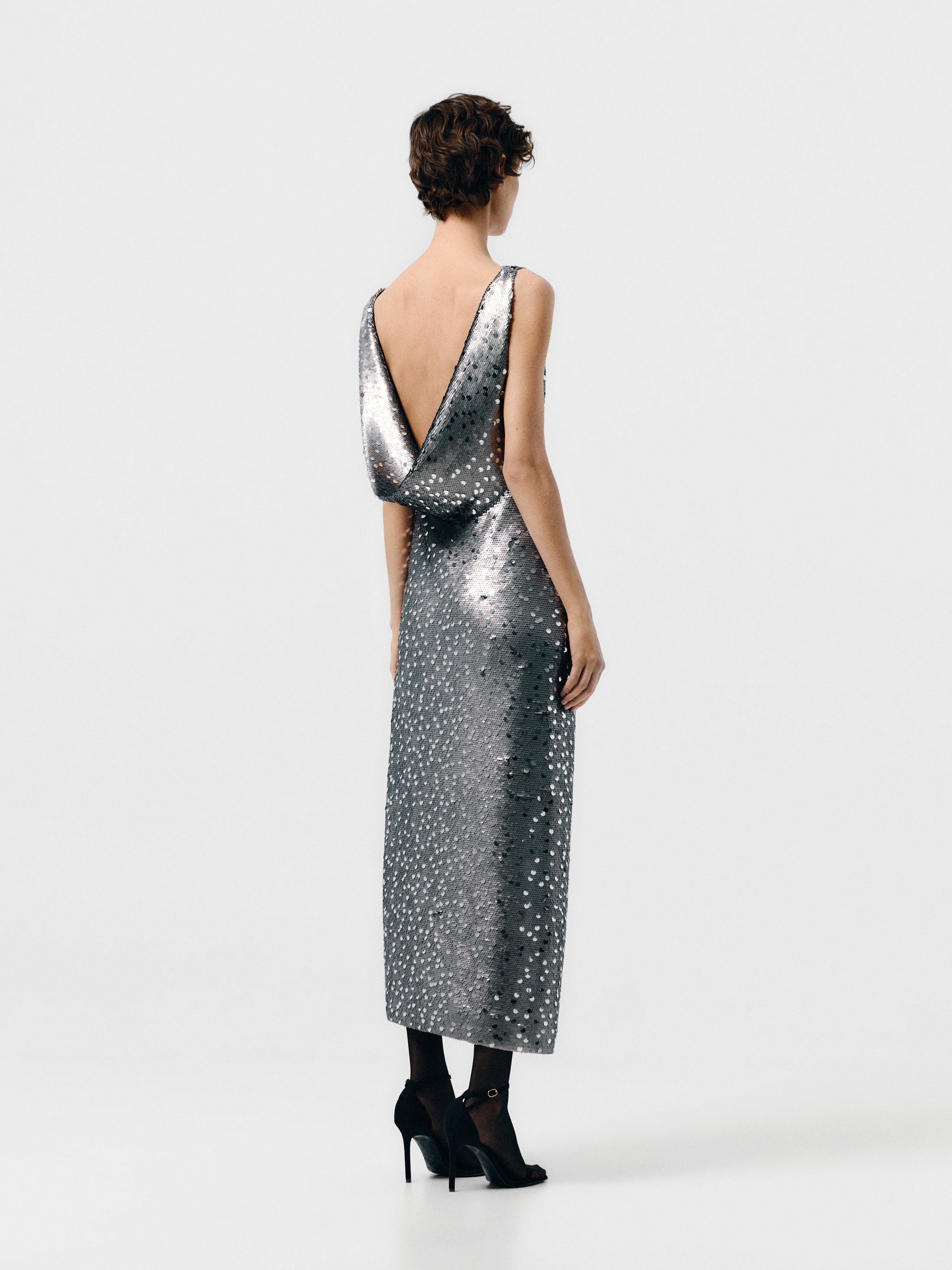 Open draped back pallet dress