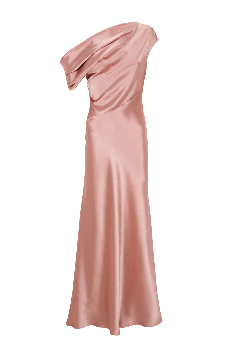 Draped Shoulder Satin Dress