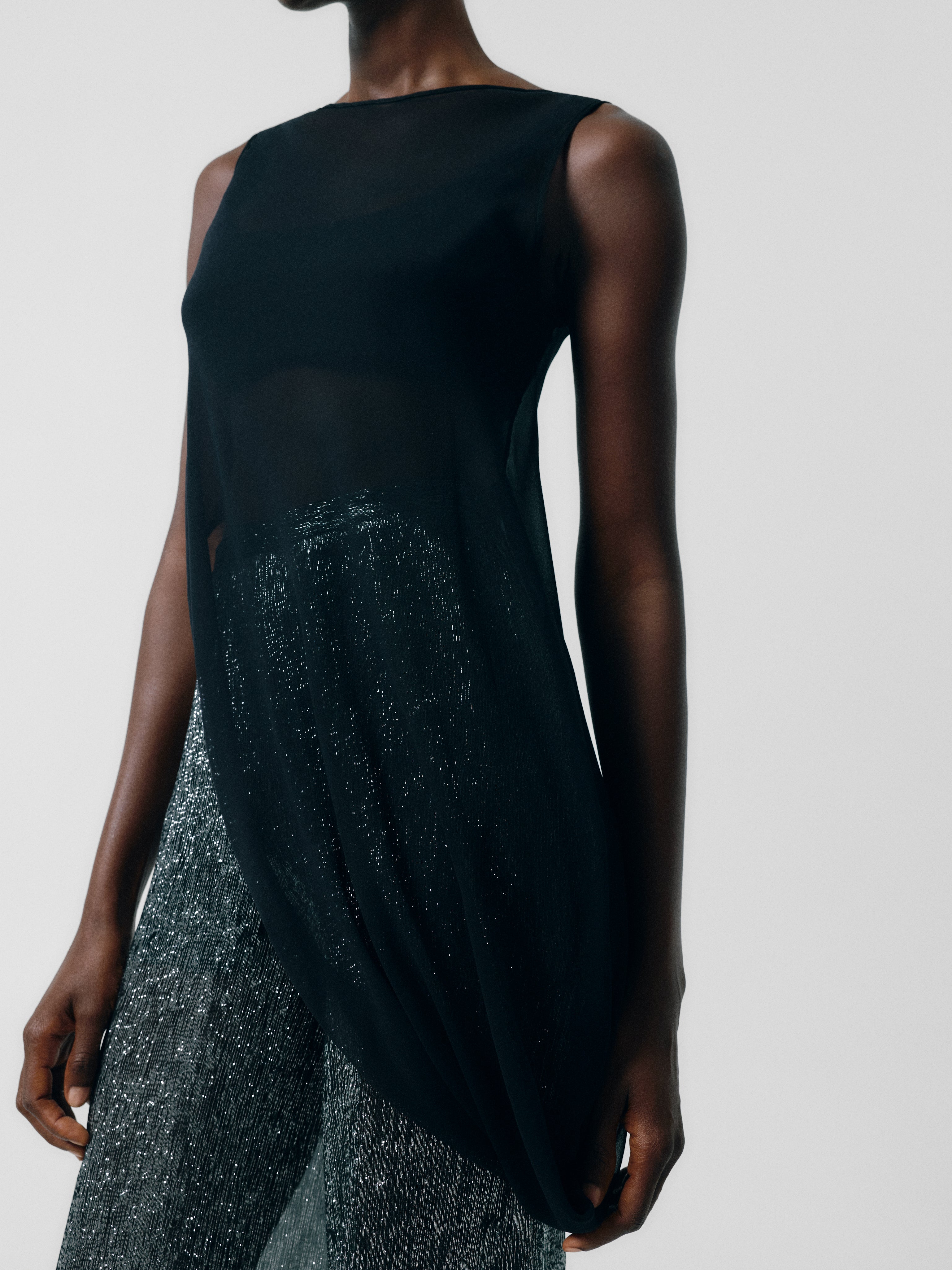 100% silk side drape top