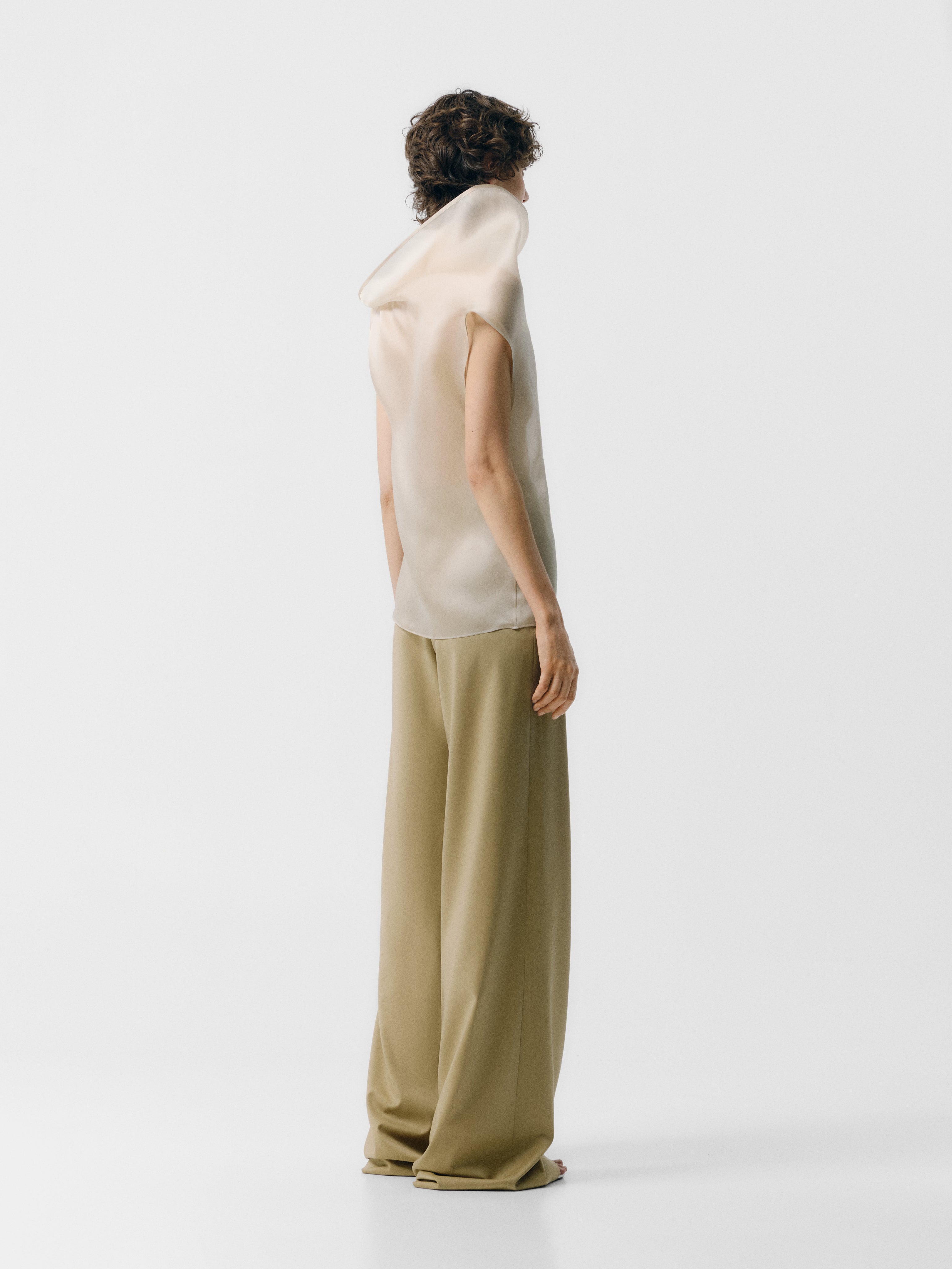 High Neck Organza Colum Top