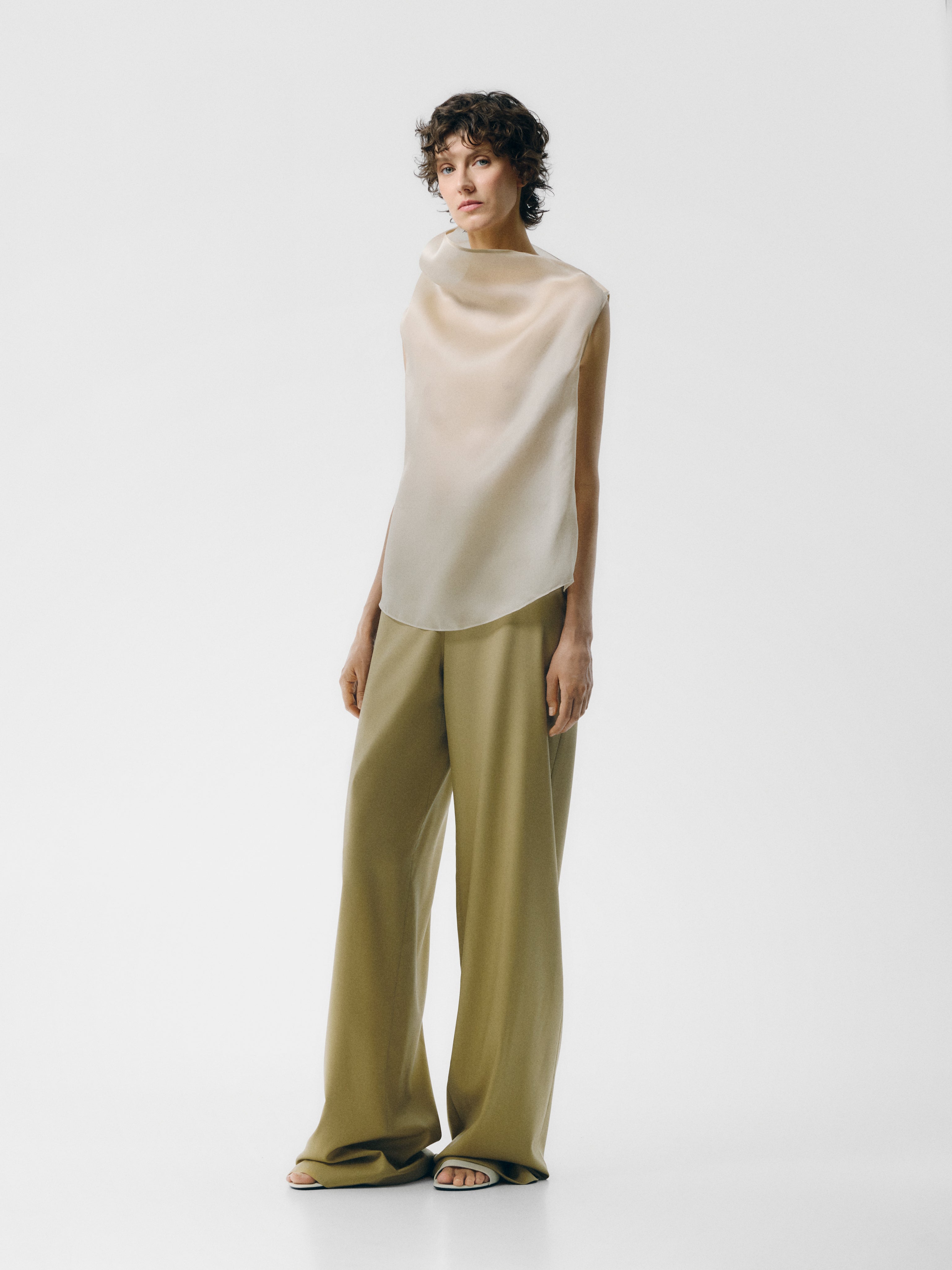 High Neck Organza Colum Top