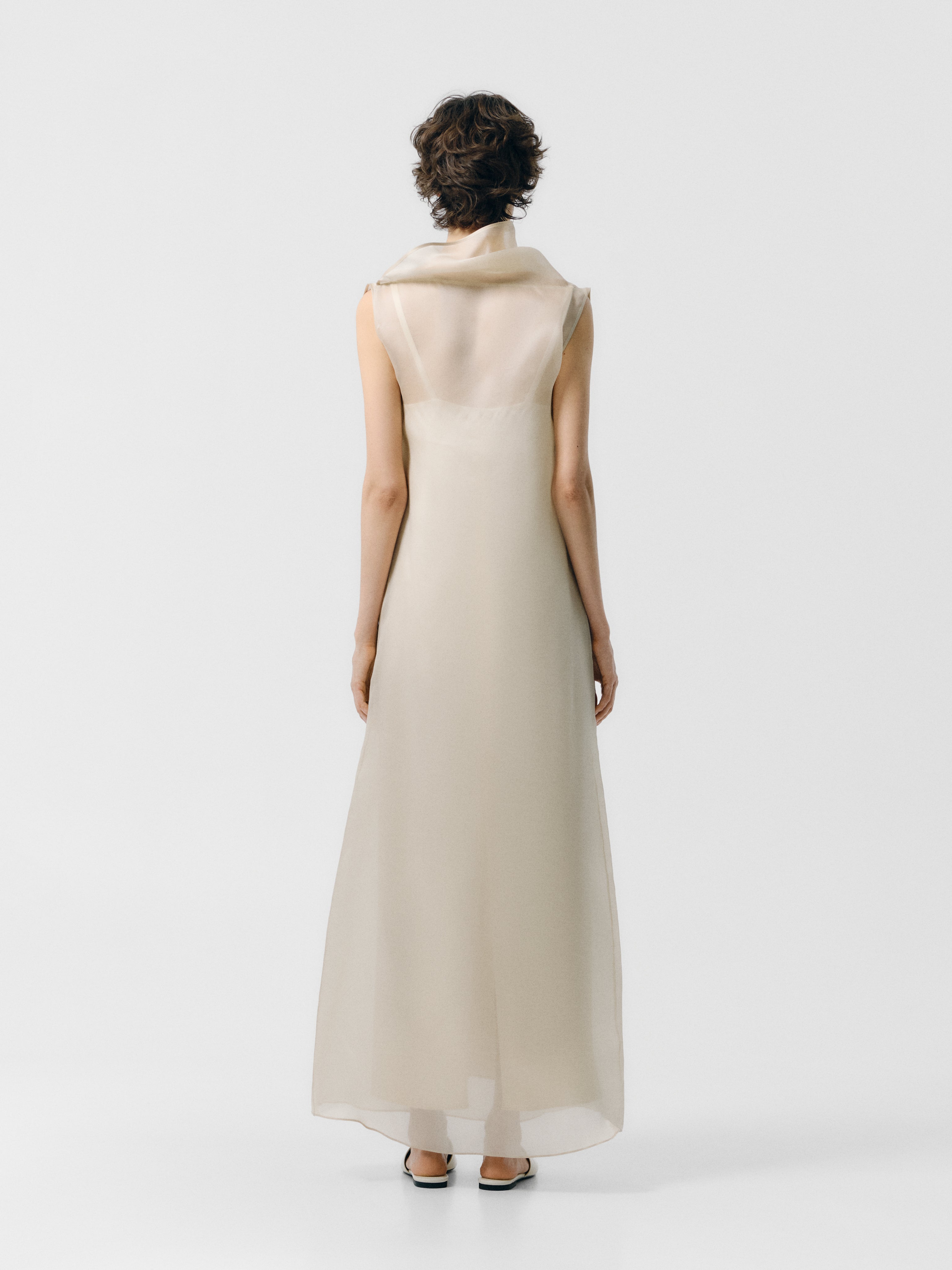 High Neck Organza Colum Dress