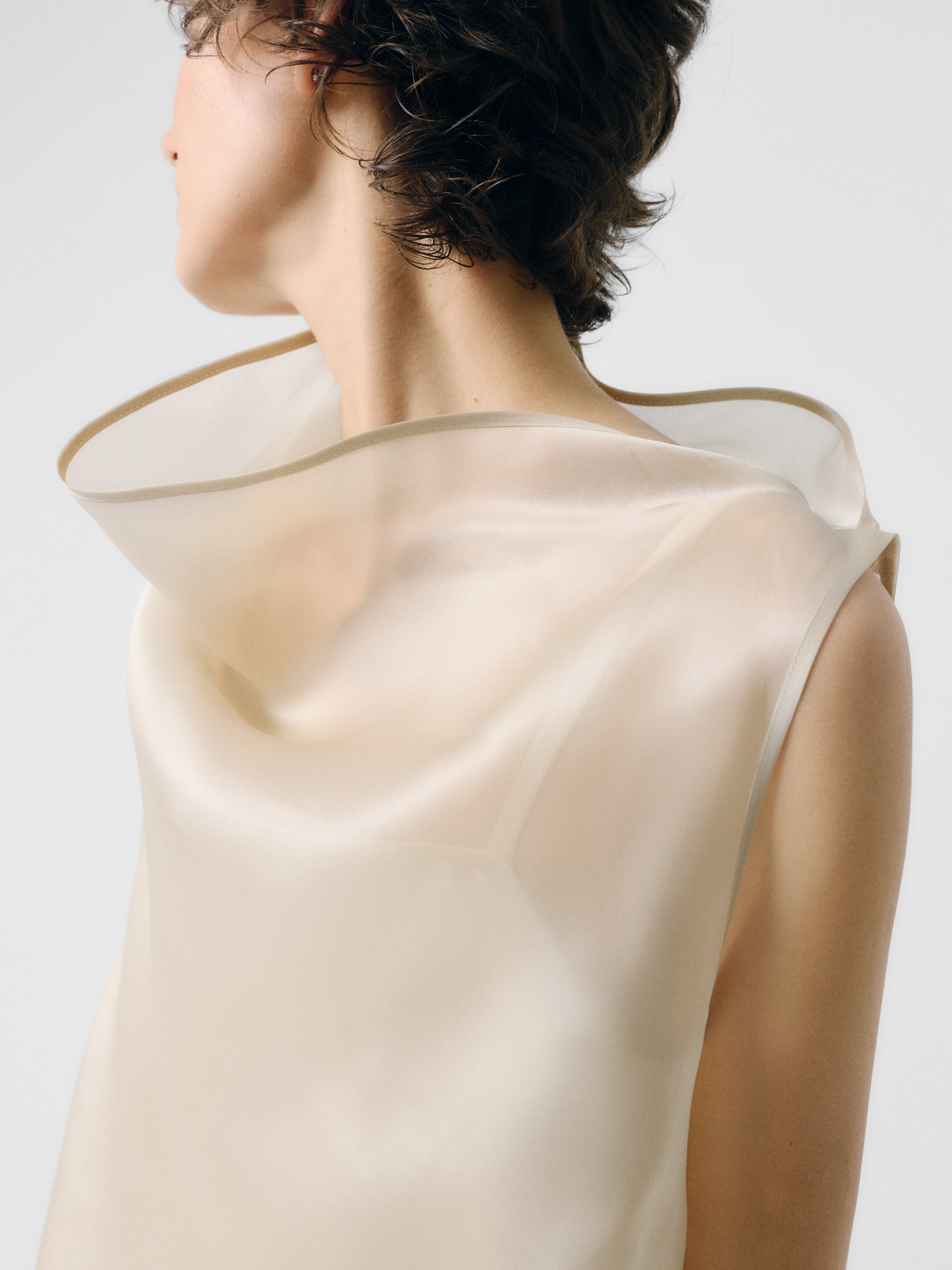 High Neck Organza Colum Top