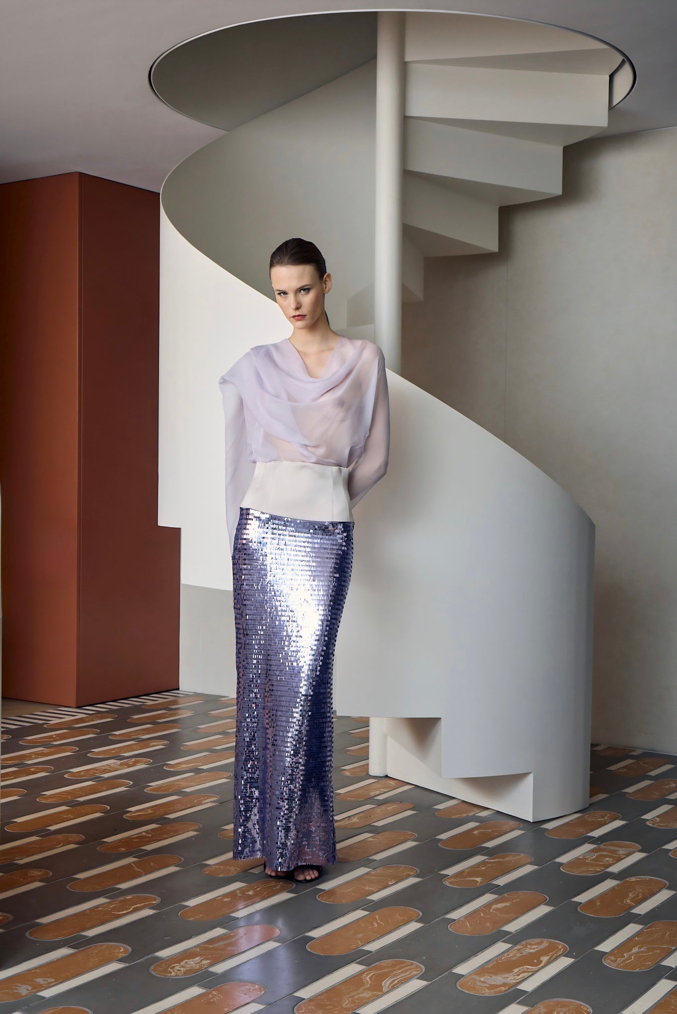 Sequins And Satin Skirt