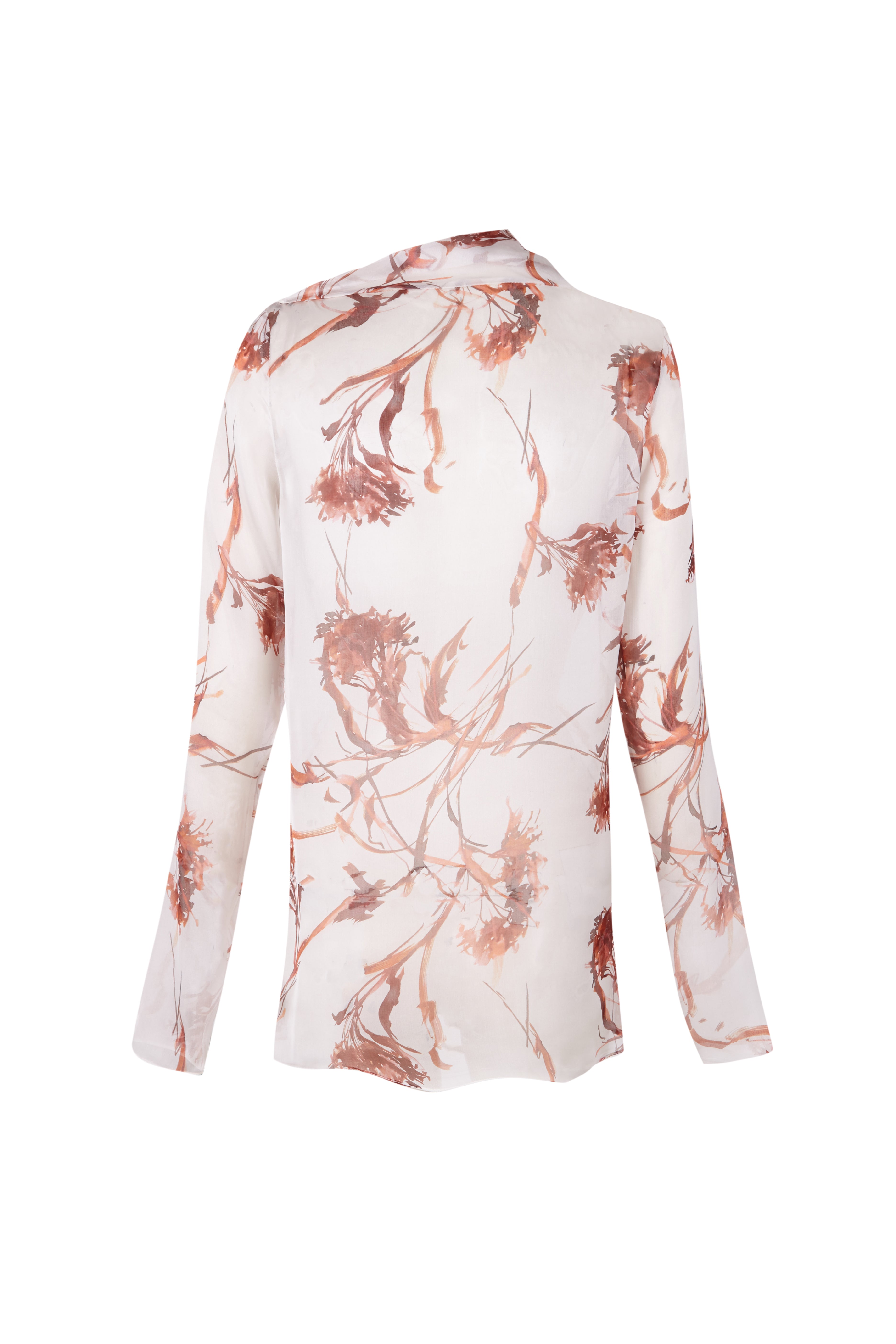 Print Voile Draped Shirt