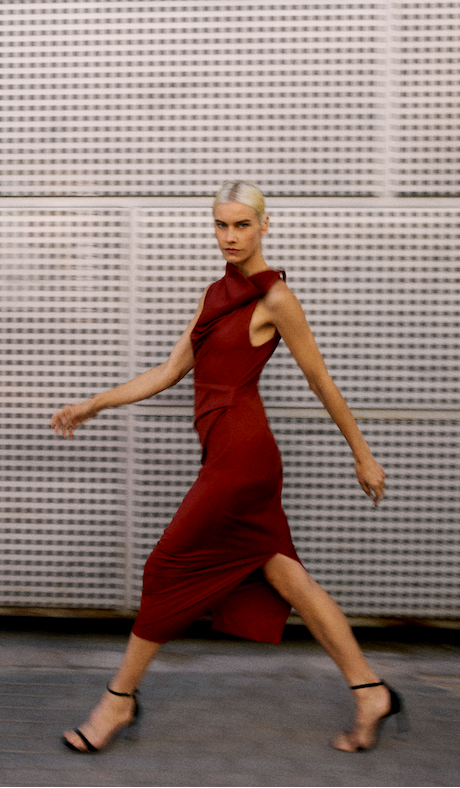 Draped Tailored Wool Dress