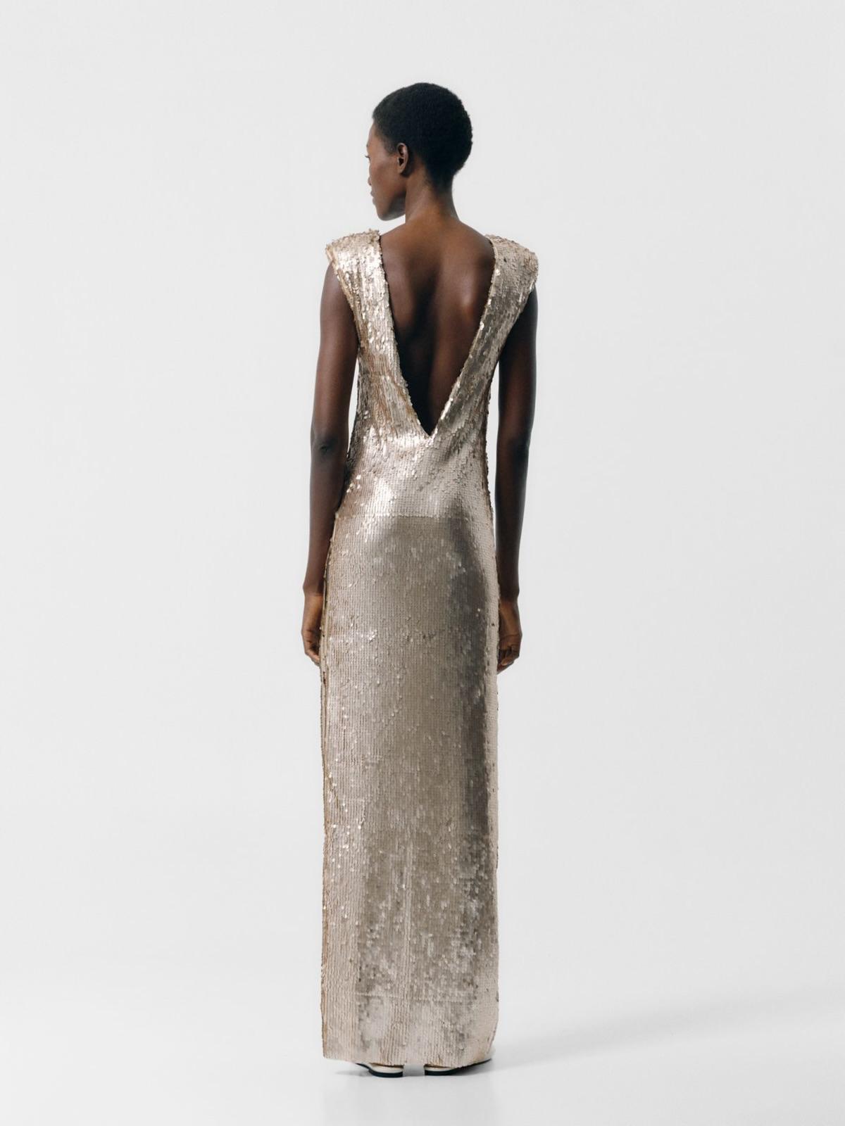 V-Back sculpted sequin dress