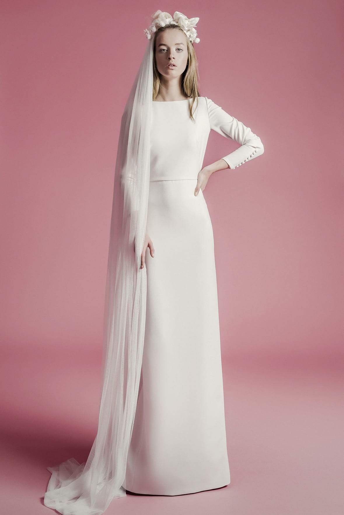 Vestido Elba con Velo largo de tu y Corona de flores | Vestido de novia | Sophie et Voilà