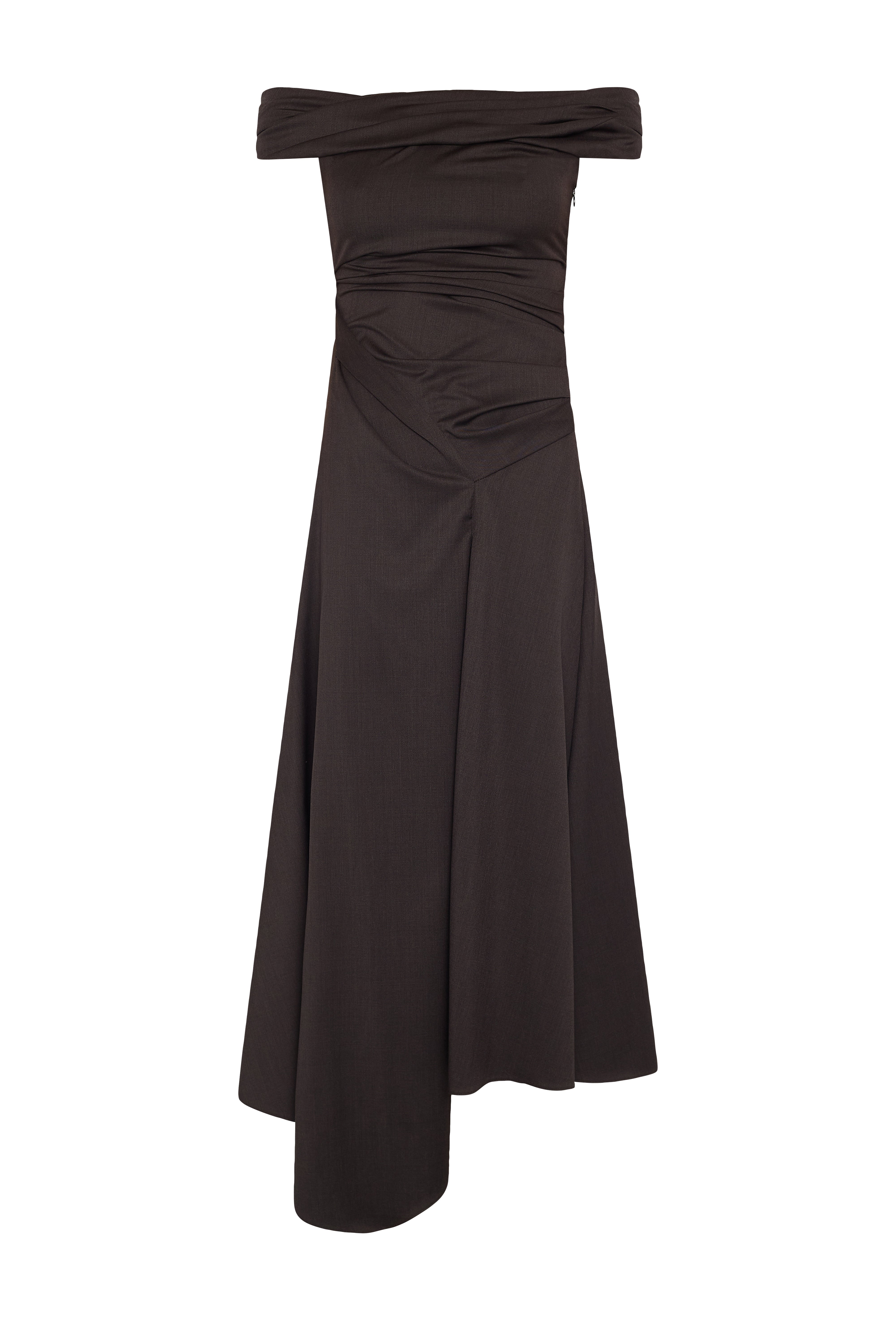 Off-Shoulder Asymmetric Long Dress