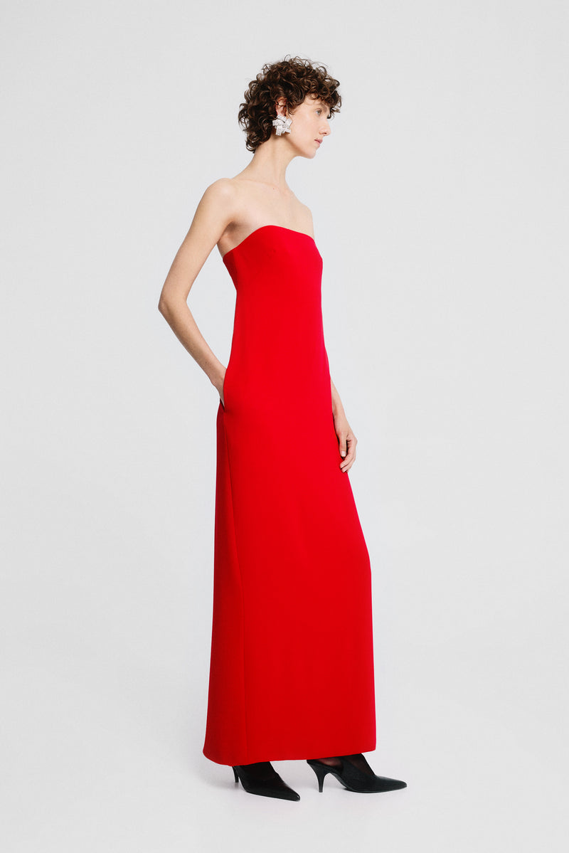 Strapless crepe dress