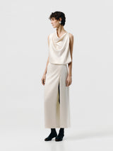 Draped satin midi dress