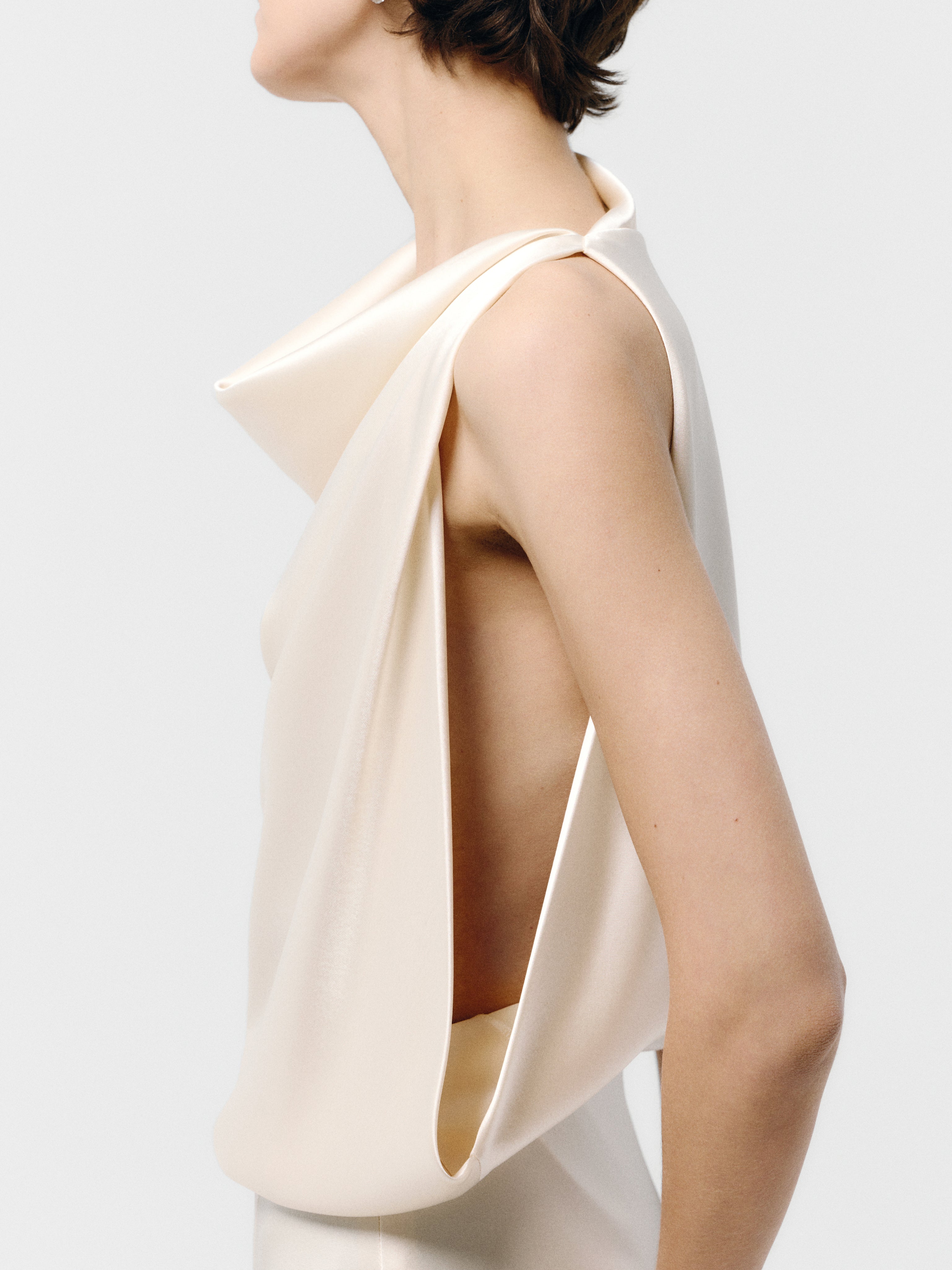 Draped satin midi dress