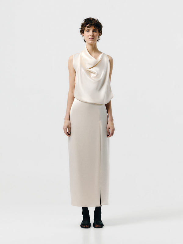 Draped satin midi dress