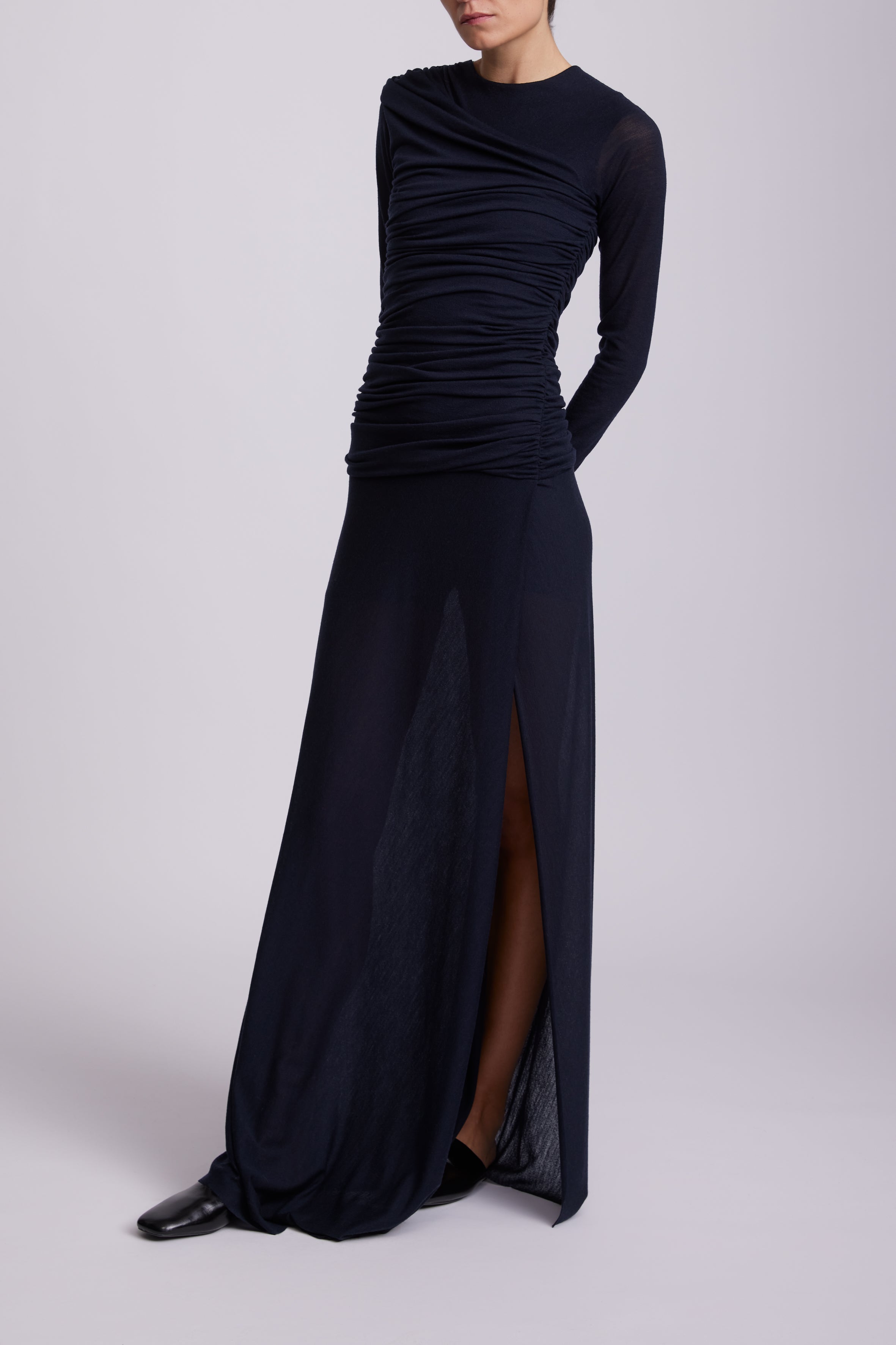 Draped Knit Long Dress