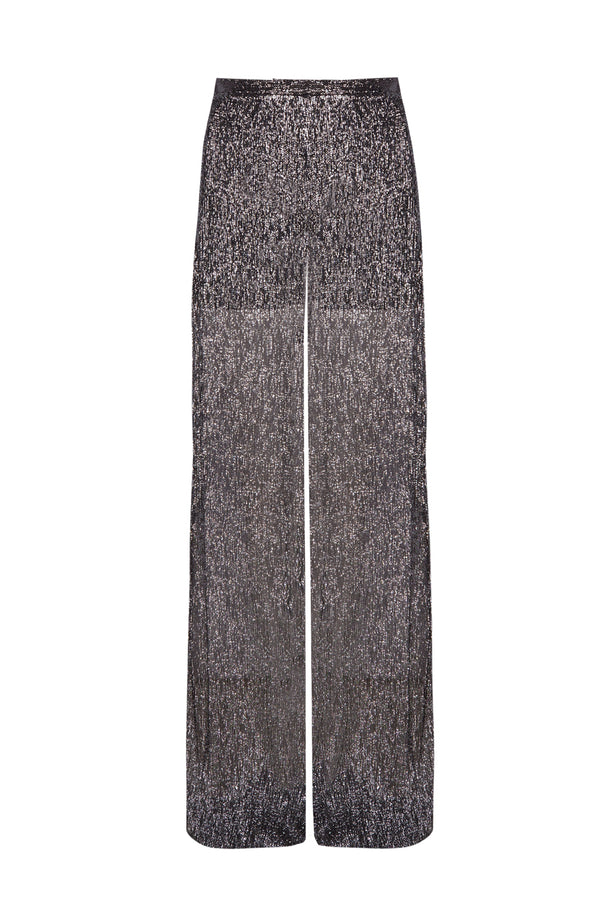 Silver fluid wide leg pants