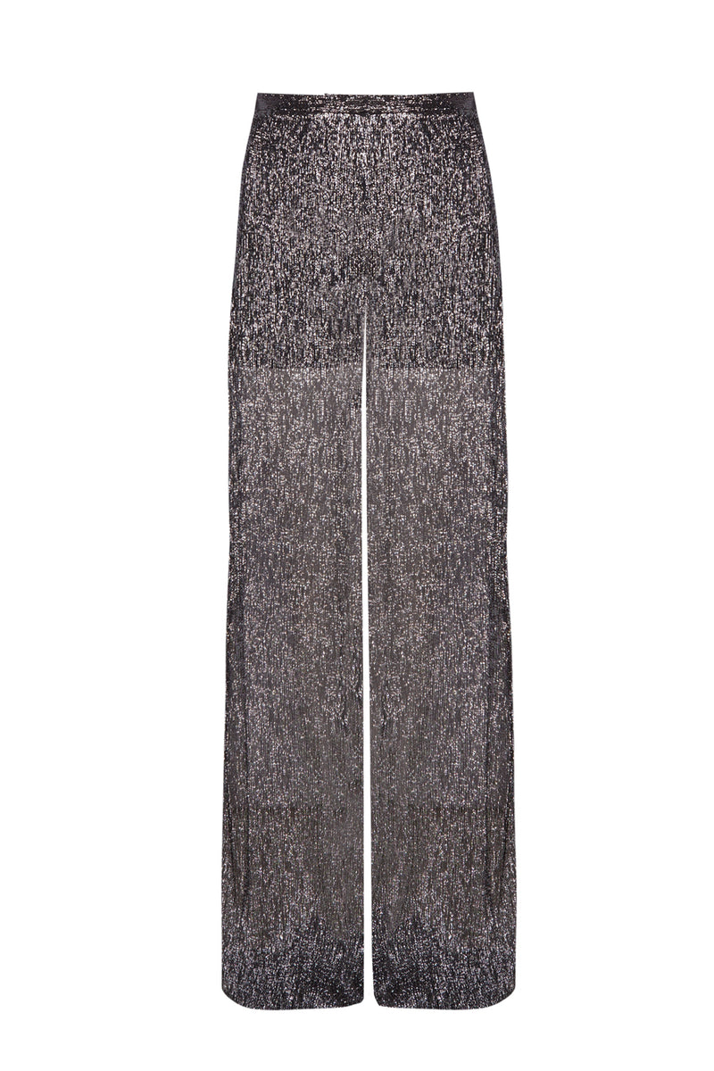 Silver fluid wide leg pants