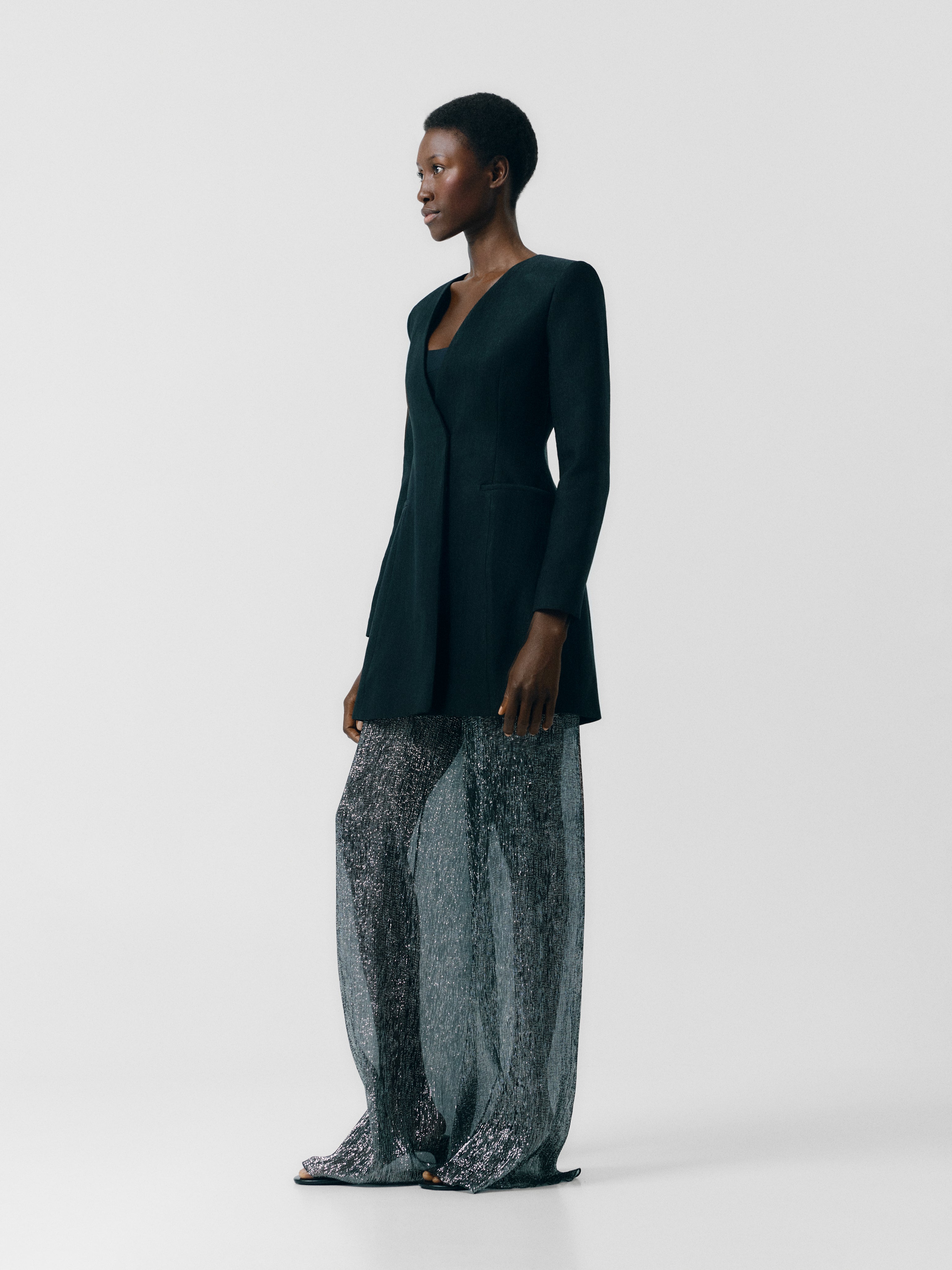 Silver fluid wide leg pants