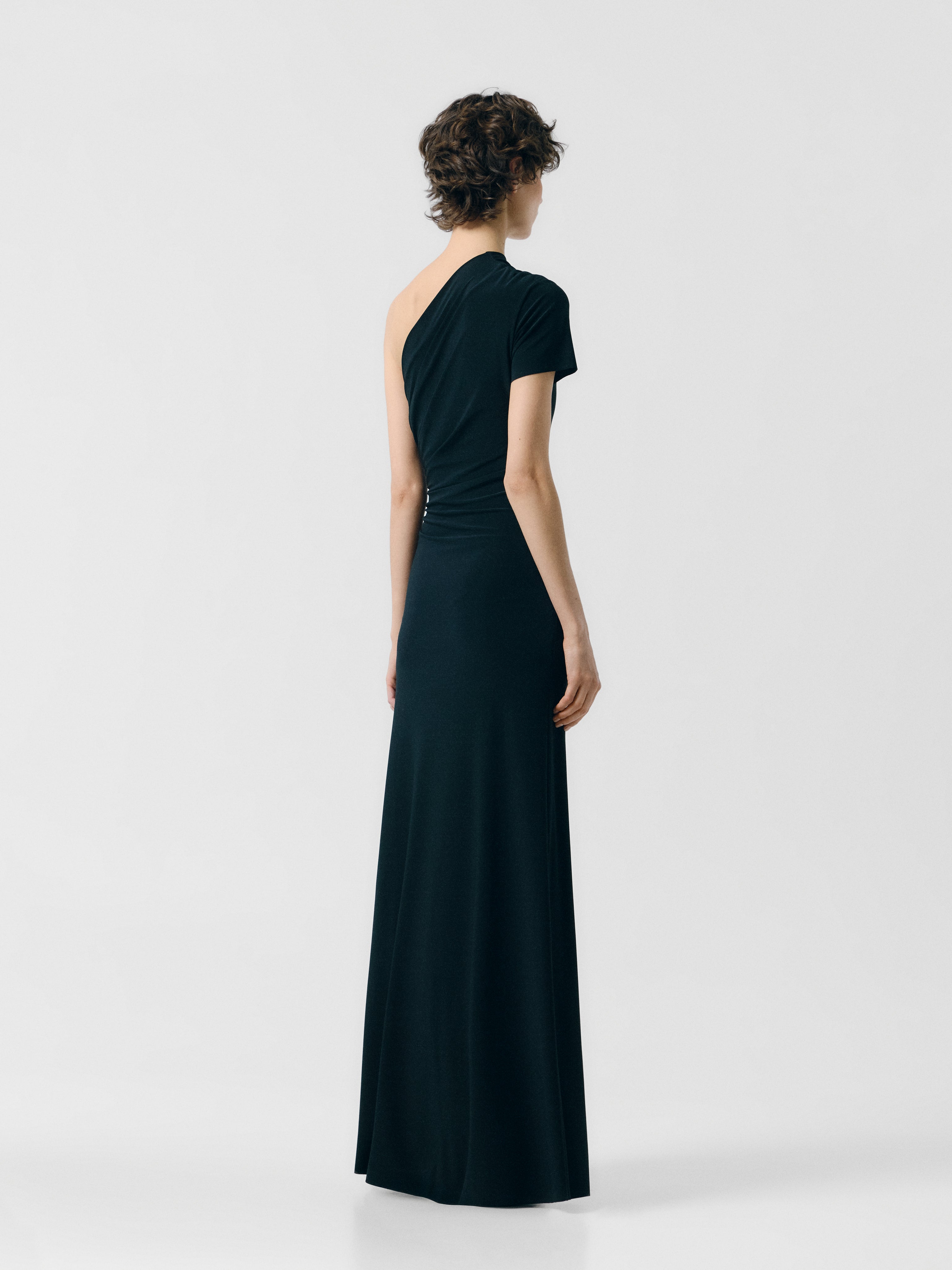 One-sleeved draped dress