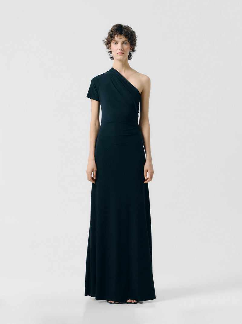 One-sleeved draped dress