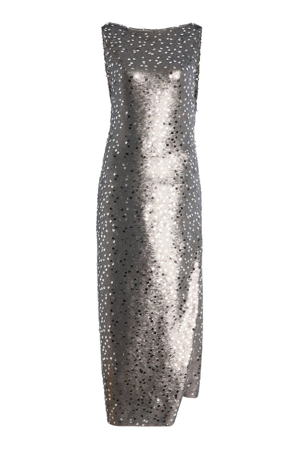 Open draped back pallet dress