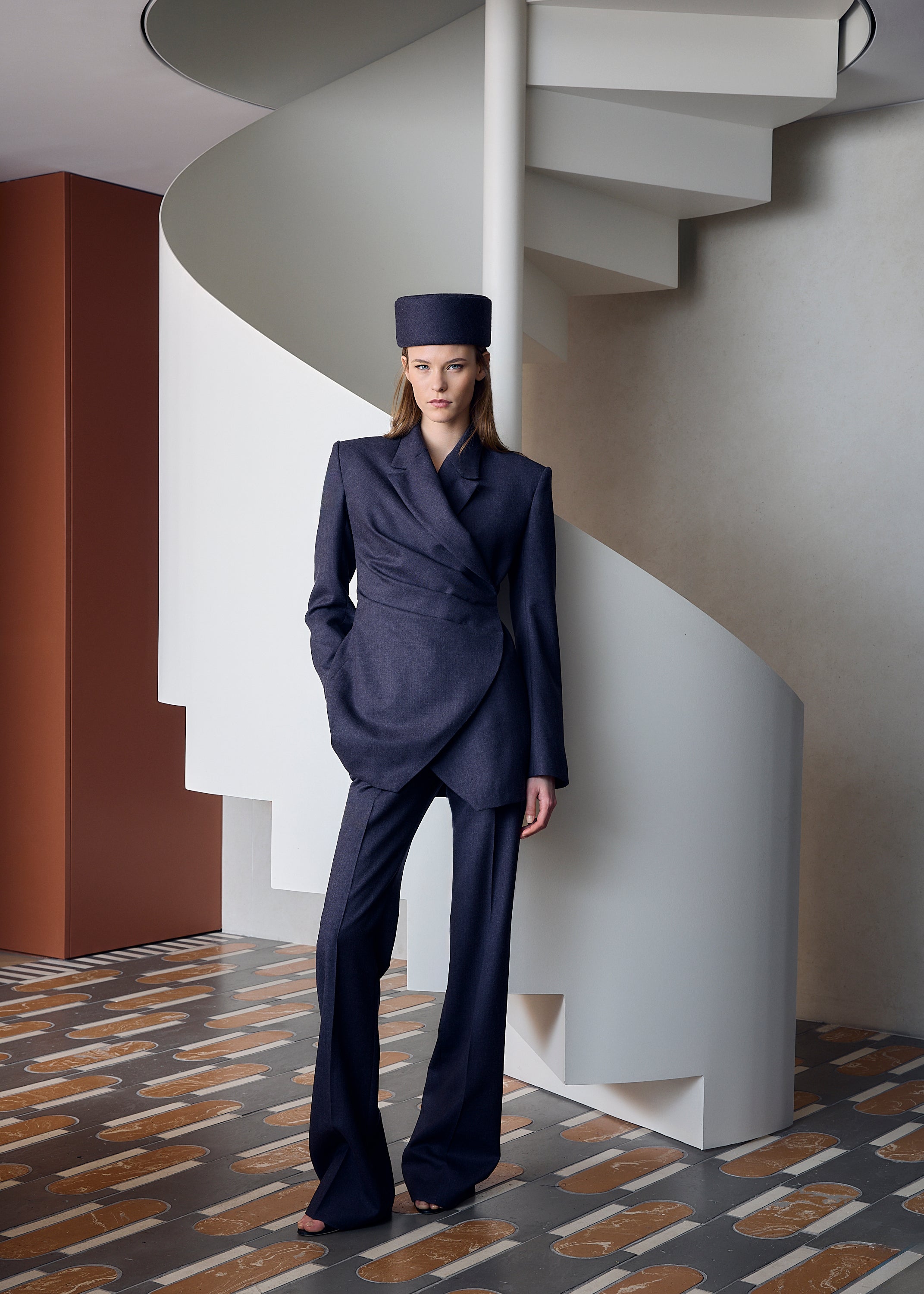 Tailored Denim Draped Jacket
