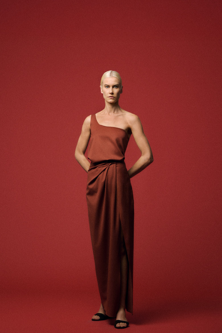 Draped Tailored Skirt