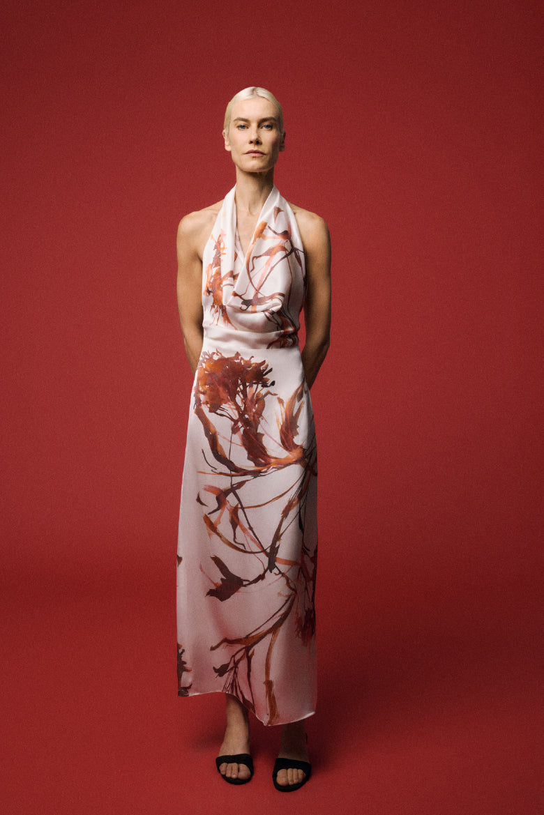 Viscose Print Halter Dress