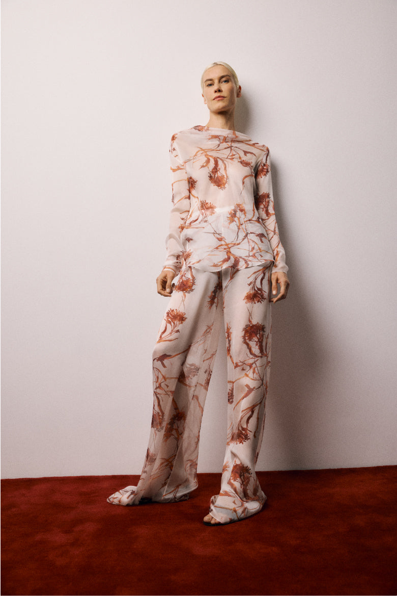 Print Voile Fluid Pants