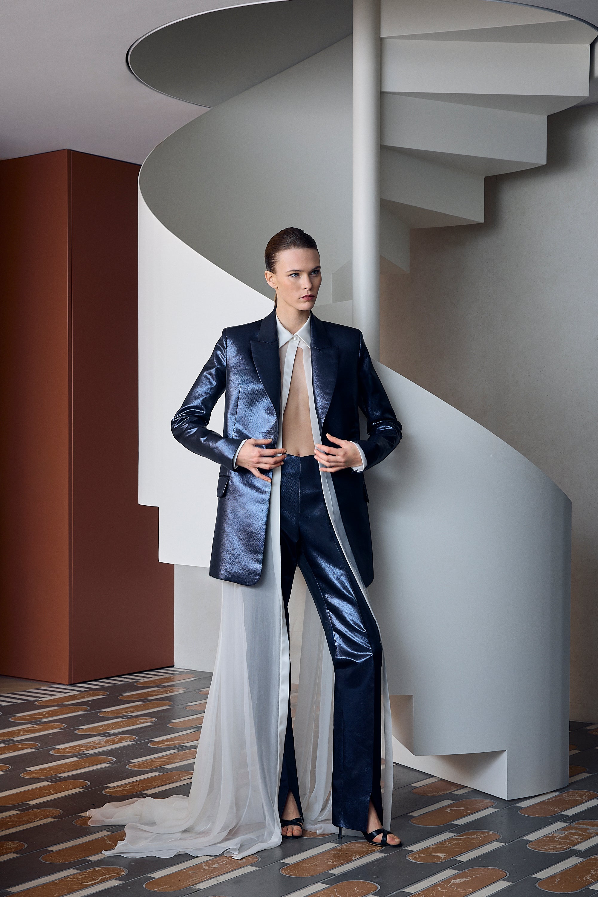 Long Voile And Satin Shirt
