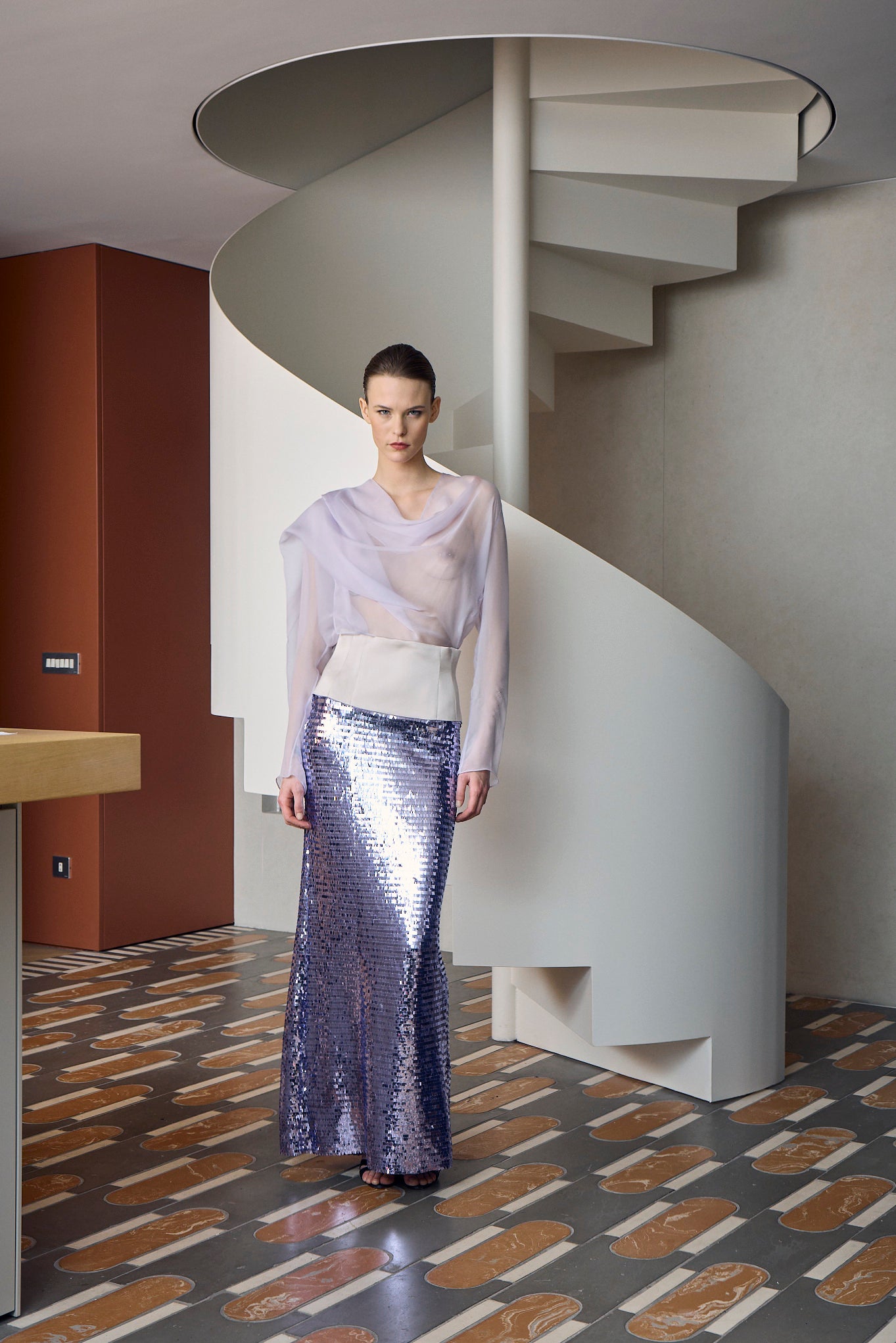 Sequins And Satin Skirt