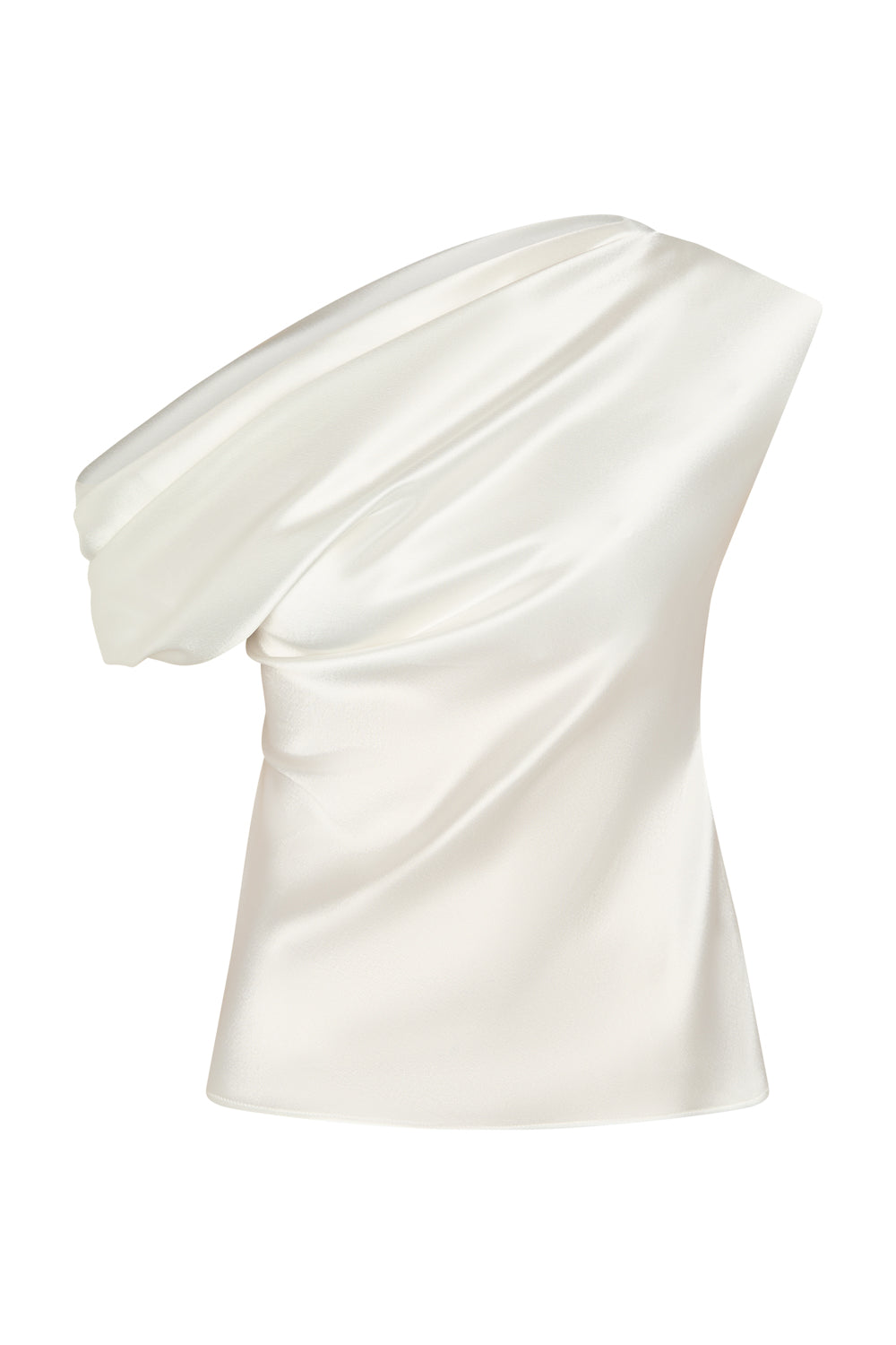Draped Shoulder Satin Top