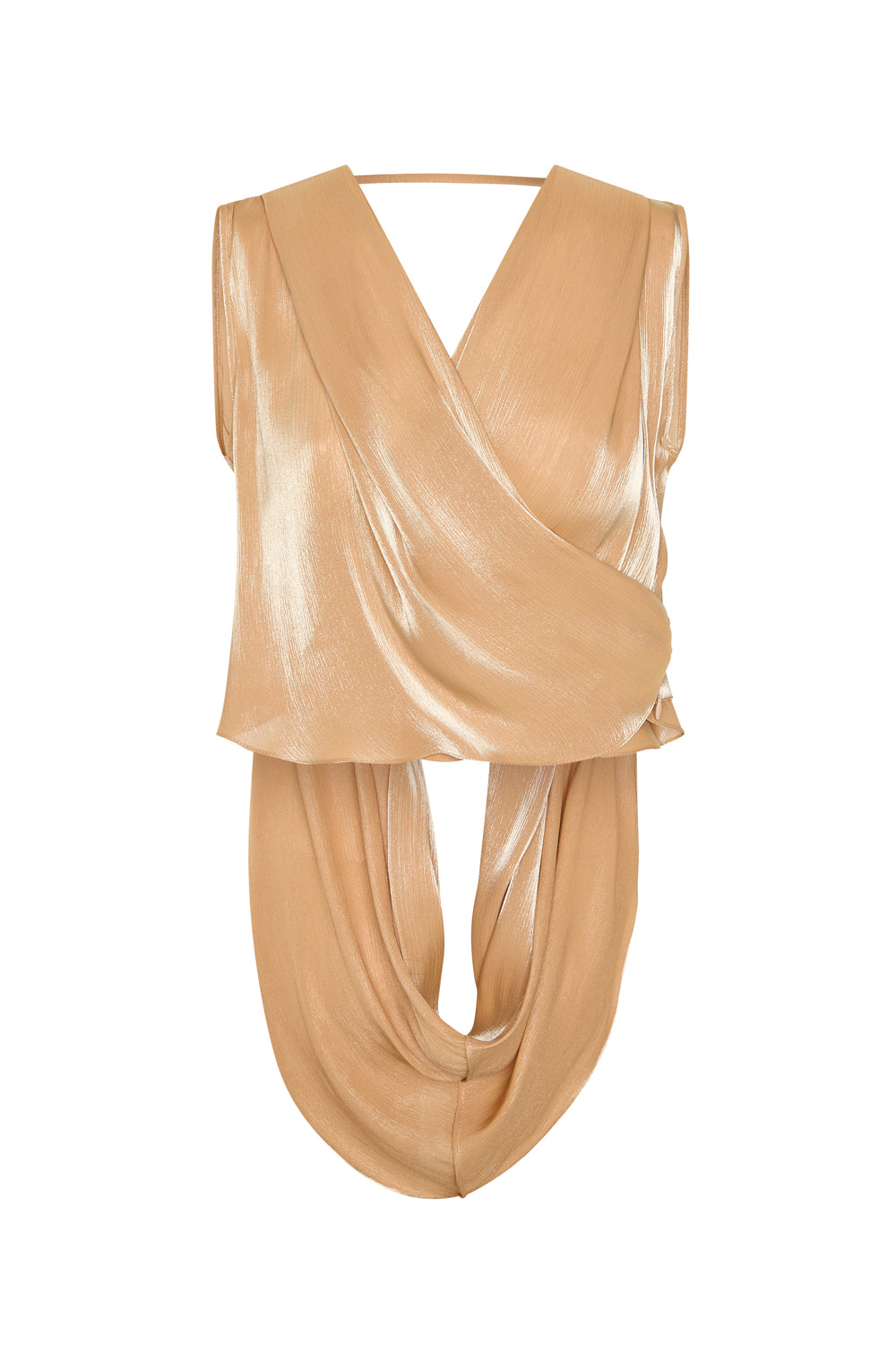 Silky Nude Wrap Drape Top