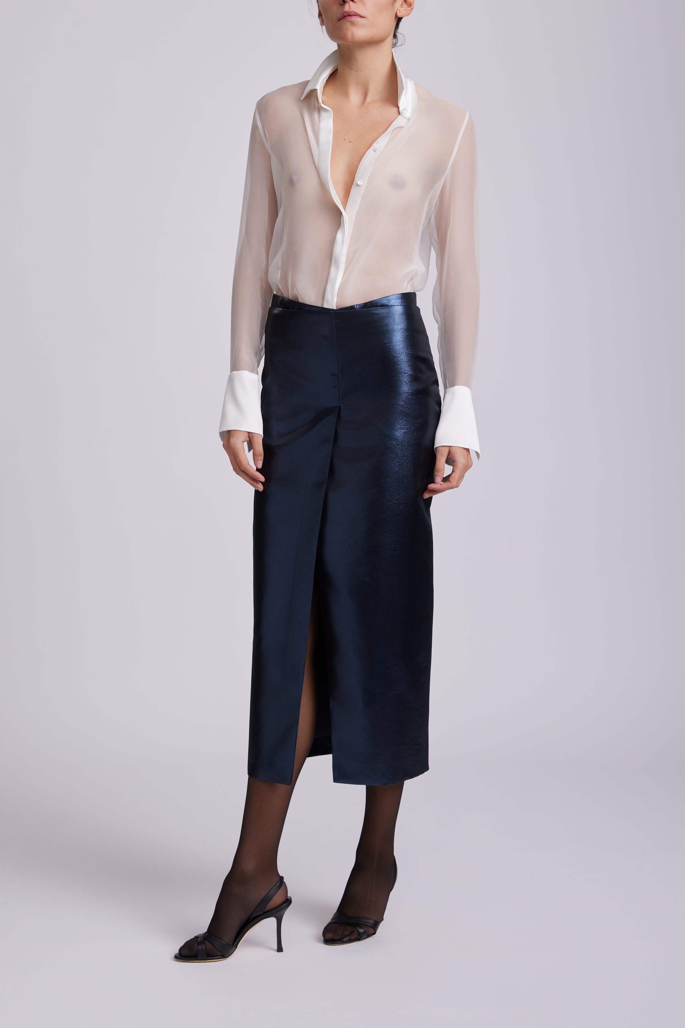 Voile And Satin Shirt