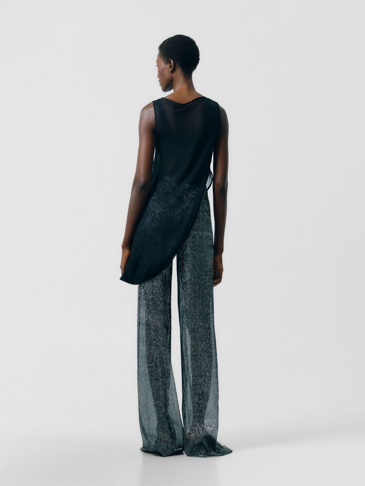 Silver fluid wide leg pants