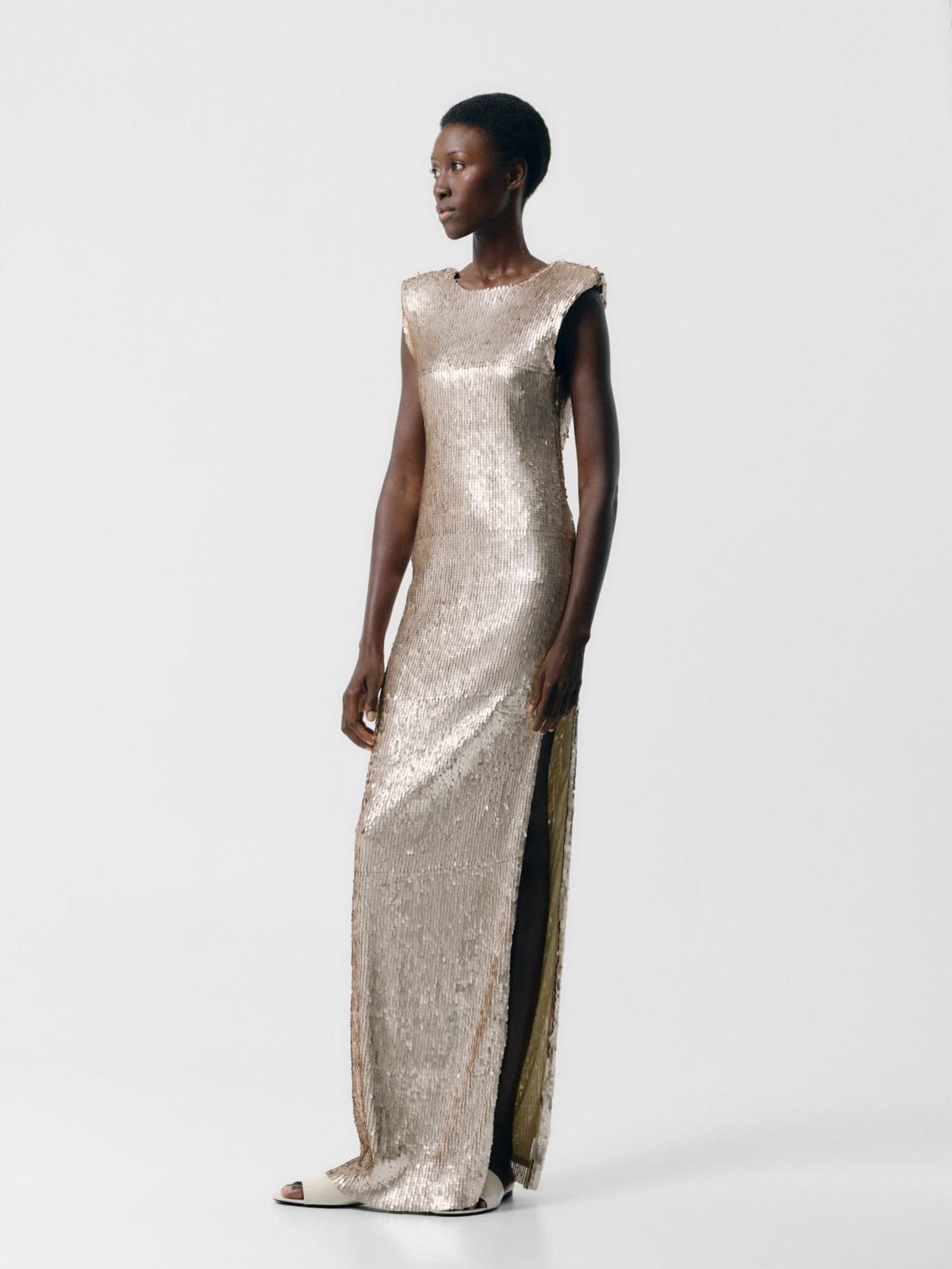 V-Back sculpted sequin dress