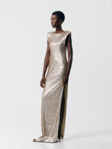 V-Back sculpted sequin dress